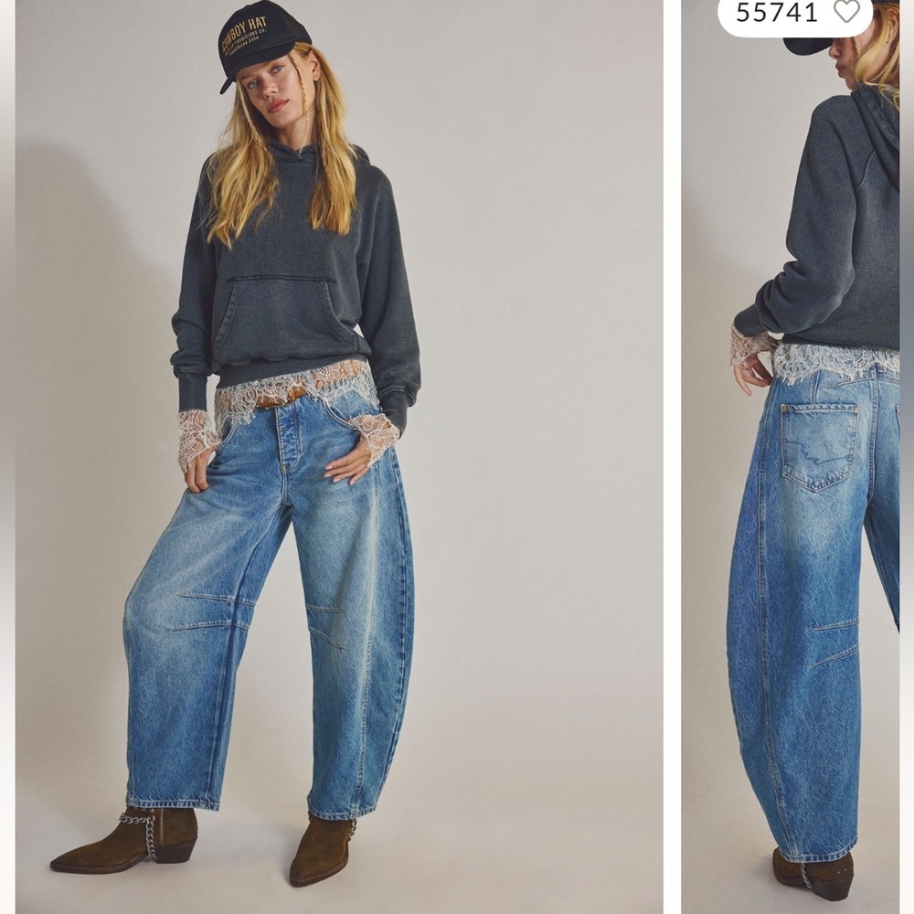 We The Free Good Luck Mid rise Barrel Jean in ultra light beam